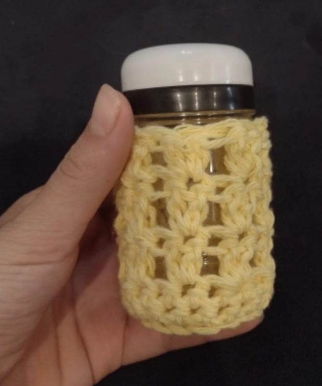Crochet salt shaker cozy